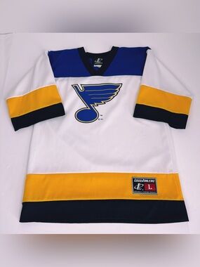 Logo Athletic St. Louis Blues White, Blue & Yellow Hockey Jersey